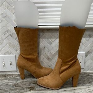 Tan faux suede boots